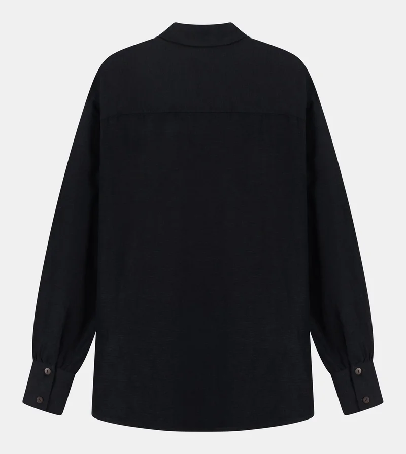 F5 Women's Linen Buttoned Down Shirt - Black